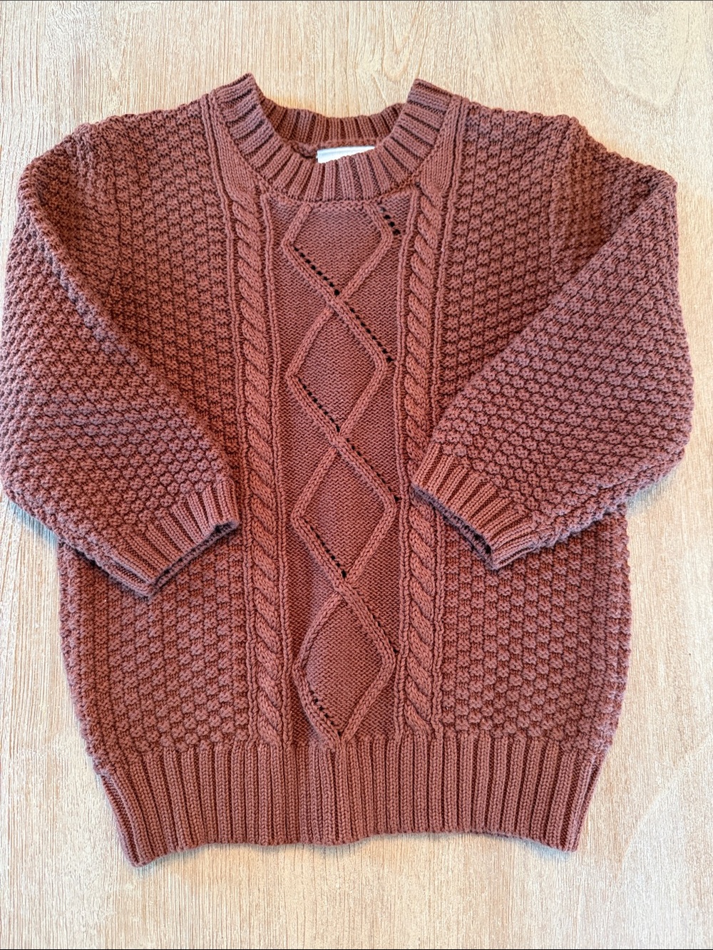 Kid’s Chunky Cable Knit Sweater - Rust